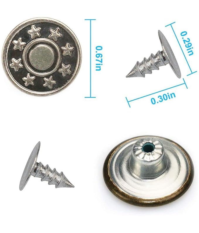 8 STAR BUTTON - A/Silver